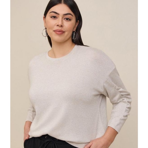 TORRID Sparkle Knit Drop Shoulder Shirred Sleeve Top - Picture 3 of 13